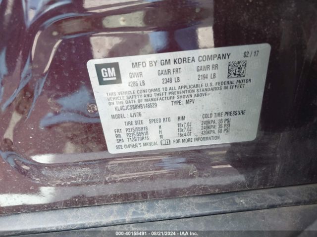 KL4CJCSB8HB148529 Buick Encore Essence