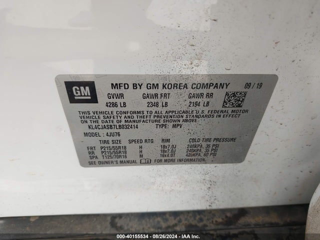 KL4CJASB7LB032414 Buick Encore Fwd Preferred