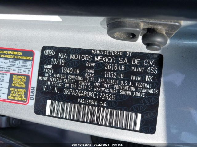 3KPA24AB0KE172626 KIA RIO S