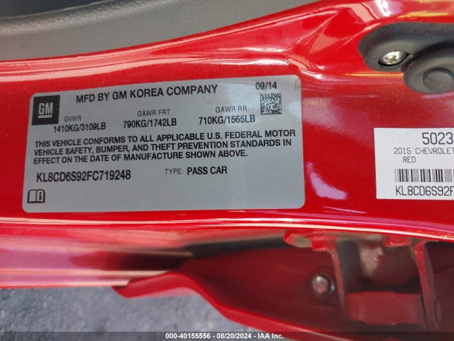 Chevrolet Spark 1lt Cvt 2015 KL8CD6S92FC719248 Image 9