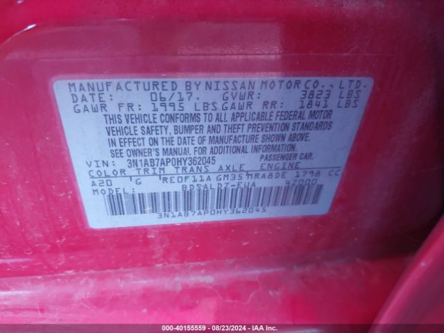3N1AB7AP0HY362045 Nissan SENTRA SV
