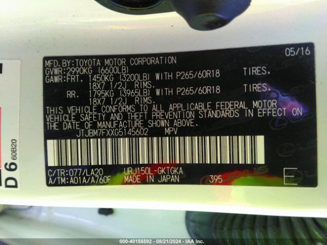 JTJBM7FXXG5145602 Lexus 460