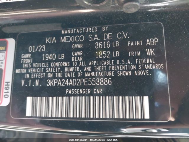 3KPA24AD2PE553886 KIA RIO LX