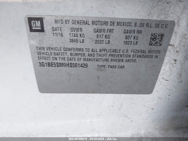 Chevrolet Cruze Lt Auto 2017 3G1BE5SM9HS561429 Image 9