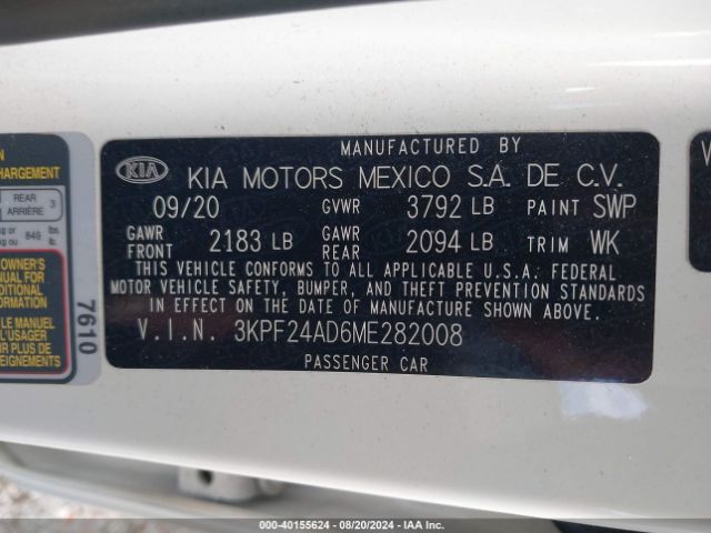 3KPF24AD6ME282008 KIA Forte Lxs