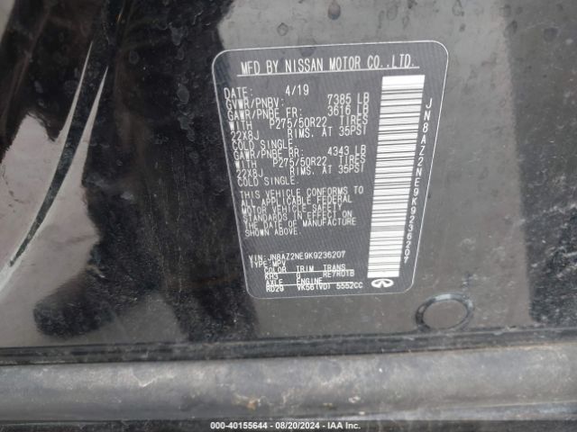JN8AZ2NE9K9236207 Infiniti QX80 LUXE