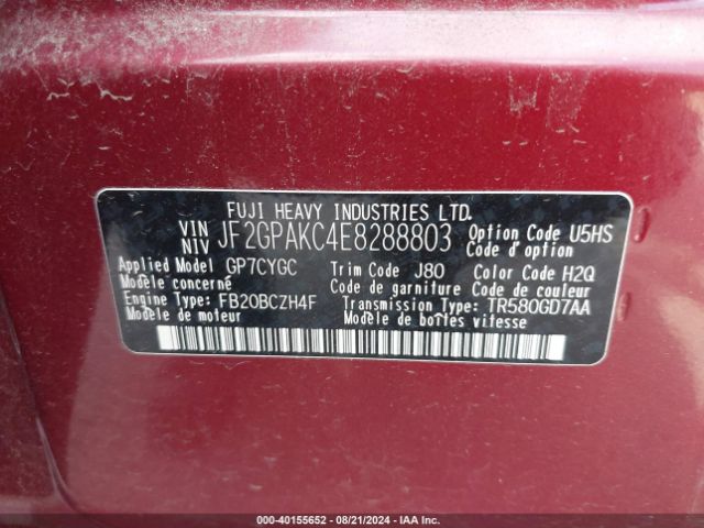 JF2GPAKC4E8288803 Subaru Xv Crosstrek 2.0i Limited