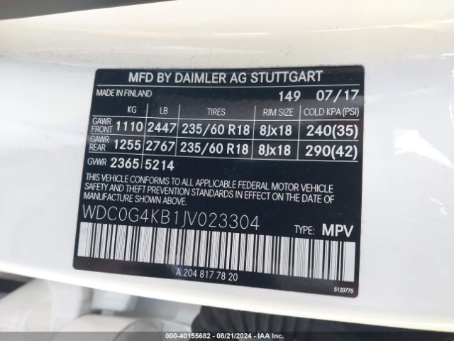 WDC0G4KB1JV023304 Mercedes-Benz Glc 300 4matic