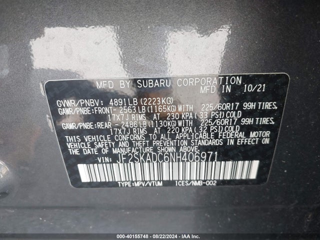 Subaru Forester Premium 2022 JF2SKADC6NH406971 Image 9