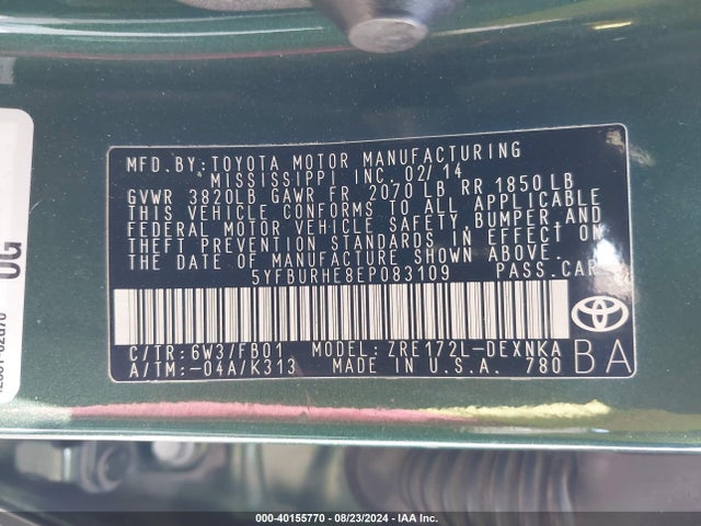 Toyota Corolla Le Plus 2014 5YFBURHE8EP083109 Image 9