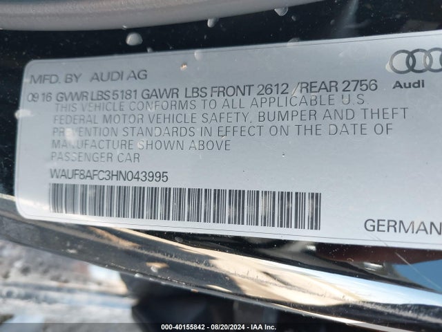 WAUF8AFC3HN043995 Audi A6 2.0t Premium