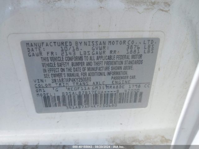 3N1AB7AP4KY250680 Nissan SENTRA S
