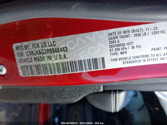 1C4RJKAG2R8948443 Jeep Grand Cherokee L Altitude 4x4
