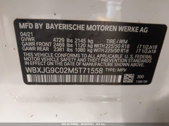 BMW X1 Xdrive28i 2021 WBXJG9C02M5T71558 Image 9