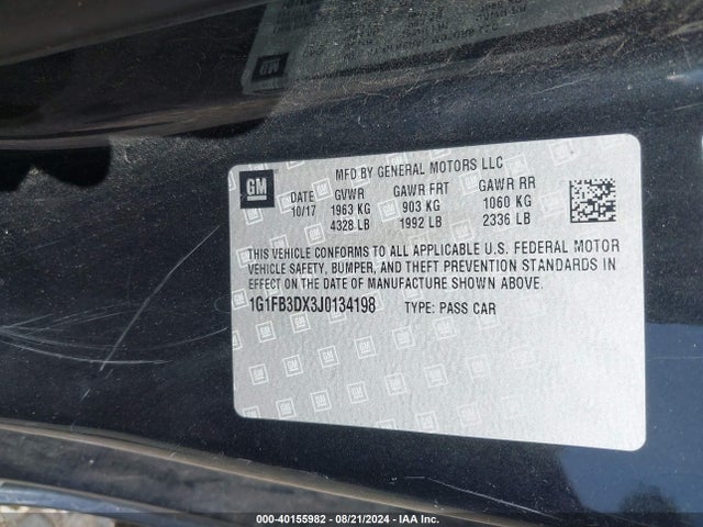 2018 CHEVROLET CAMARO 1G1FB3DX3J0134198 Photo 8