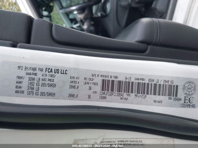 1C4RJFCG9FC133542 Jeep Grand Cherokee Overland