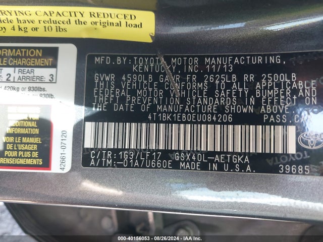 Toyota Avalon Xle Premium 2014 4T1BK1EB0EU084206 Image 9