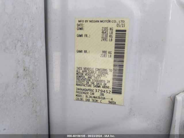 1N4AA6AP0GC379452 Nissan Maxima 3.5 Platinum