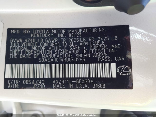 58AEA1C14RU040296 Lexus Es 300h Luxury