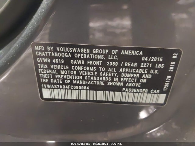 1VWAS7A34FC090984 Volkswagen Passat 1.8t Limited Edition