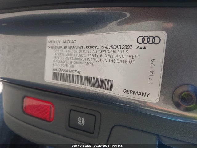Audi A4 2.0t Premium 2017 WAUGNAF44HN017332 Image 9