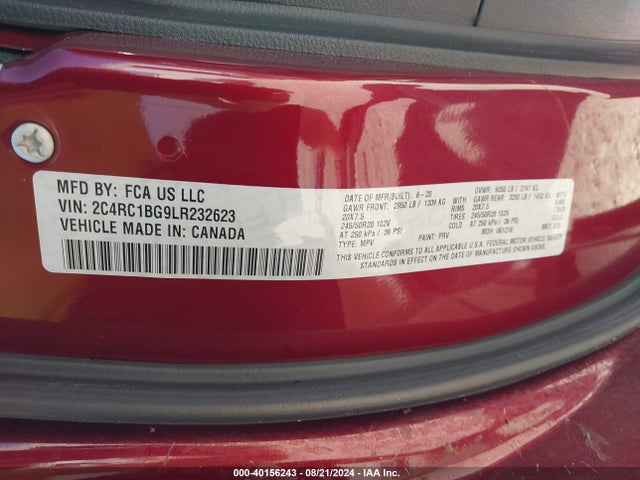 2C4RC1BG9LR232623 Chrysler Pacifica Touring L