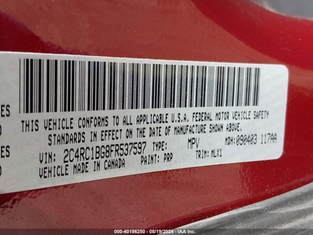 2C4RC1BG8FR537597 Chrysler Town & Country Touring
