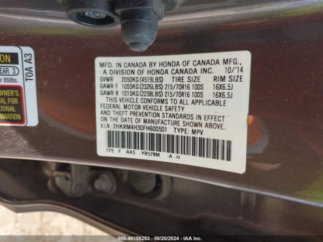 2HKRM4H30FH600501 Honda CR-V LX