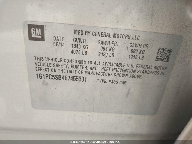 Chevrolet Cruze 1lt Auto 2014 1G1PC5SB4E7455331 Image 9
