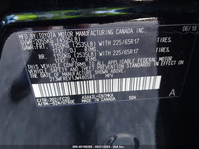 Toyota Rav4 Xle 2018 2T3WFREV1JW480581 Image 9