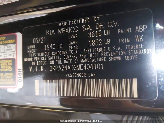 KIA RIO LX 2021 3KPA24AD2ME404101 Image 9