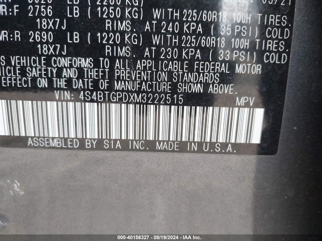 4S4BTGPDXM3222515 Subaru Outback Touring Xt