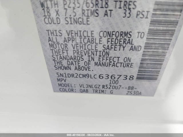Nissan Pathfinder Sl 4wd 2020 5N1DR2CM9LC636738 Image 9