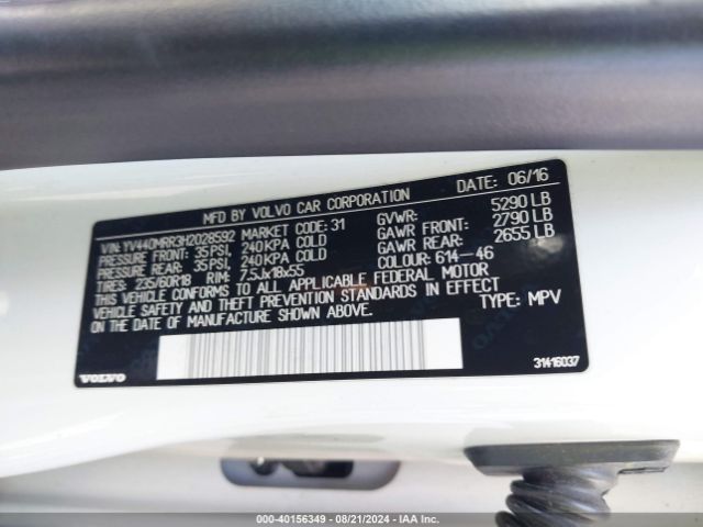 YV440MRR3H2028592 Volvo Xc60 T5 Dynamic