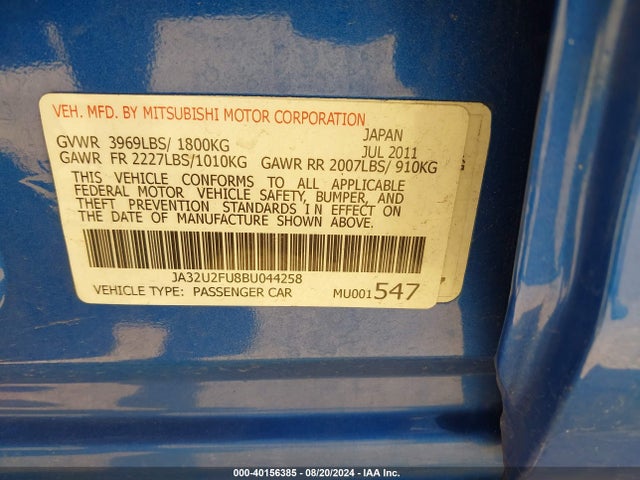 2011 MITSUBISHI LANCER JA32U2FU8BU044258 Photo 8