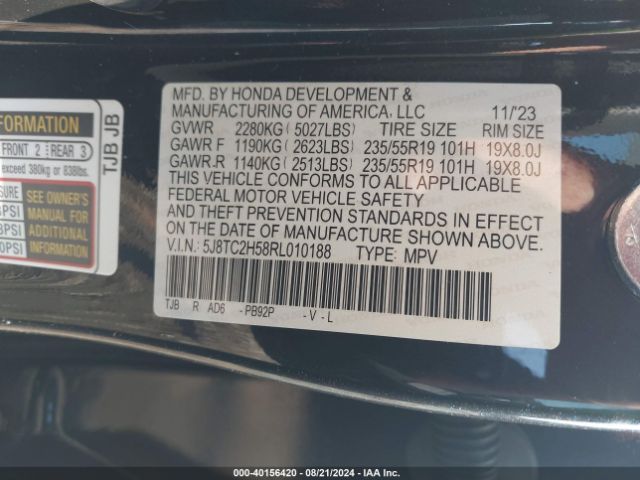 5J8TC2H58RL010188 Acura Rdx Technology Package