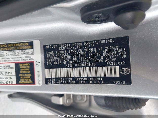 Toyota CAMRY SE 2017 4T1BF1FK5HU808480 Image 9