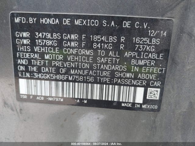 3HGGK5H86FM758156 Honda Fit Ex/ex-l