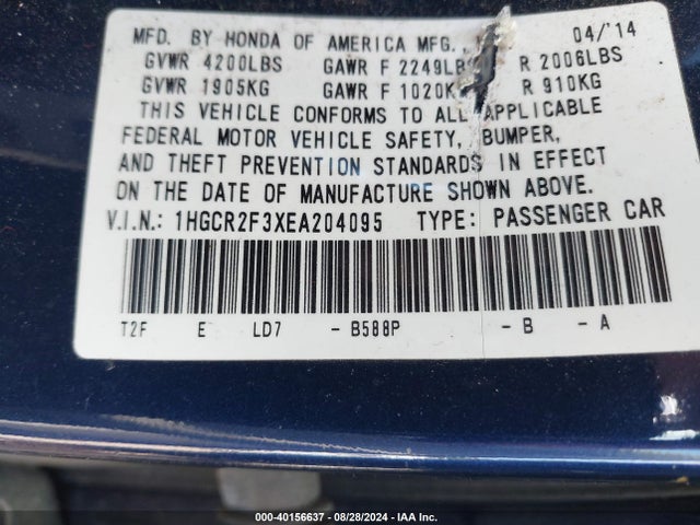 1HGCR2F3XEA204095 Honda ACCORD LX