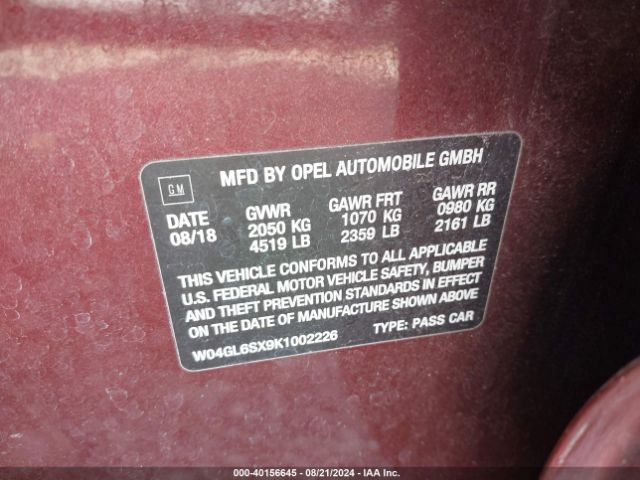 W04GL6SX9K1002226 Buick Regal Sportback Fwd Preferred