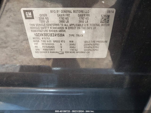 Chevrolet Silverado 1500 2lz 2014 1GCVKSEC0EZ415384 Image 9