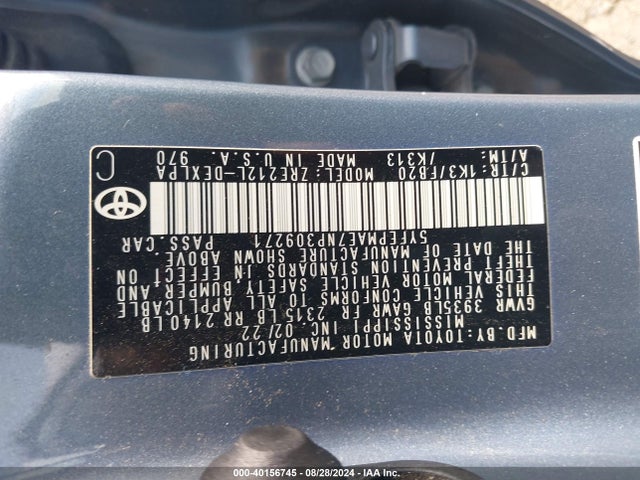 Toyota COROLLA LE 2022 5YFEPMAE7NP309271 Image 9