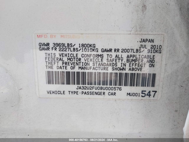 2011 MITSUBISHI LANCER JA32U2FU0BU000576 Photo 8