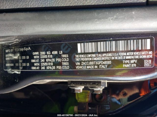 ZACCJBBT3GPD48585 Jeep Renegade Justice