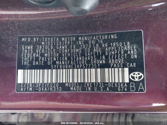 Toyota Corolla Se Special Edition 2017 5YFBURHE3HP577351 Image 9