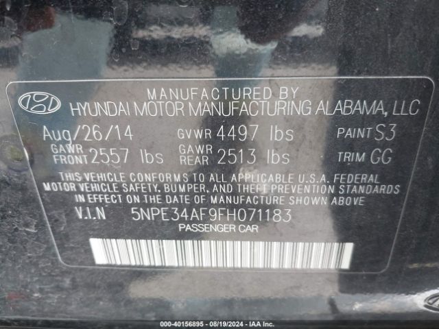 5NPE34AF9FH071183 Hyundai Sonata Sport