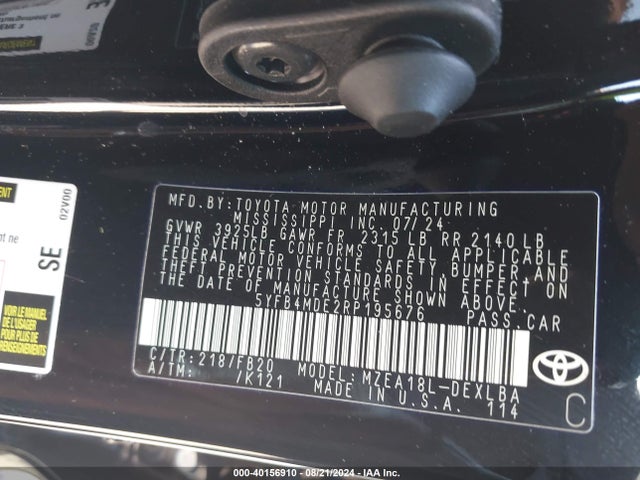 Toyota COROLLA LE 2024 5YFB4MDE2RP195676 Image 9