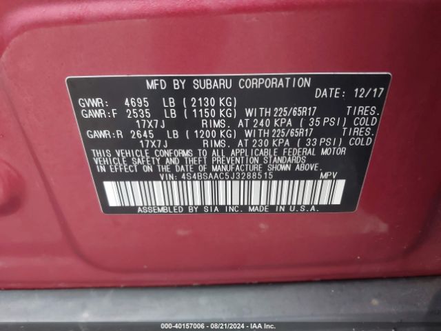4S4BSAAC5J3288515 Subaru Outback 2.5i