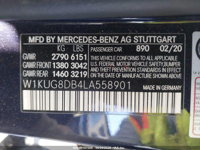 W1KUG8DB4LA558901 Mercedes-Benz S 560