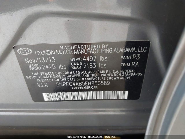 5NPEC4AB5EH850589 Hyundai Sonata Se 2.0t